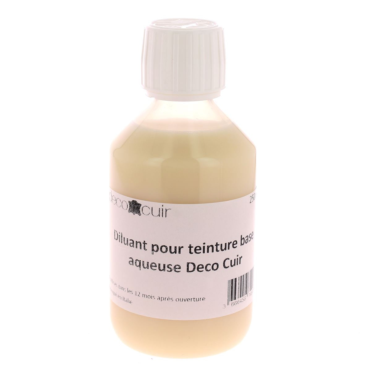 Diluant éclaircissant pour teintures à base aqueuse Deco Cuir, utilisé pour éclaircir les couleurs de teinture.