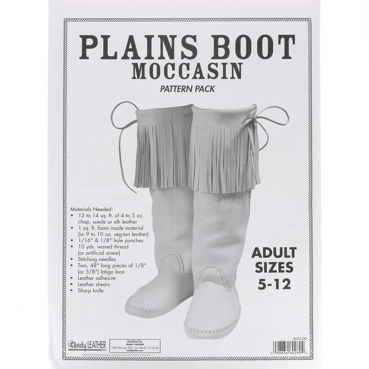 Patrons pour bottes mocassins en cuir Tandy Leather, livret avec modèles pour fabriquer des chaussures en cuir.