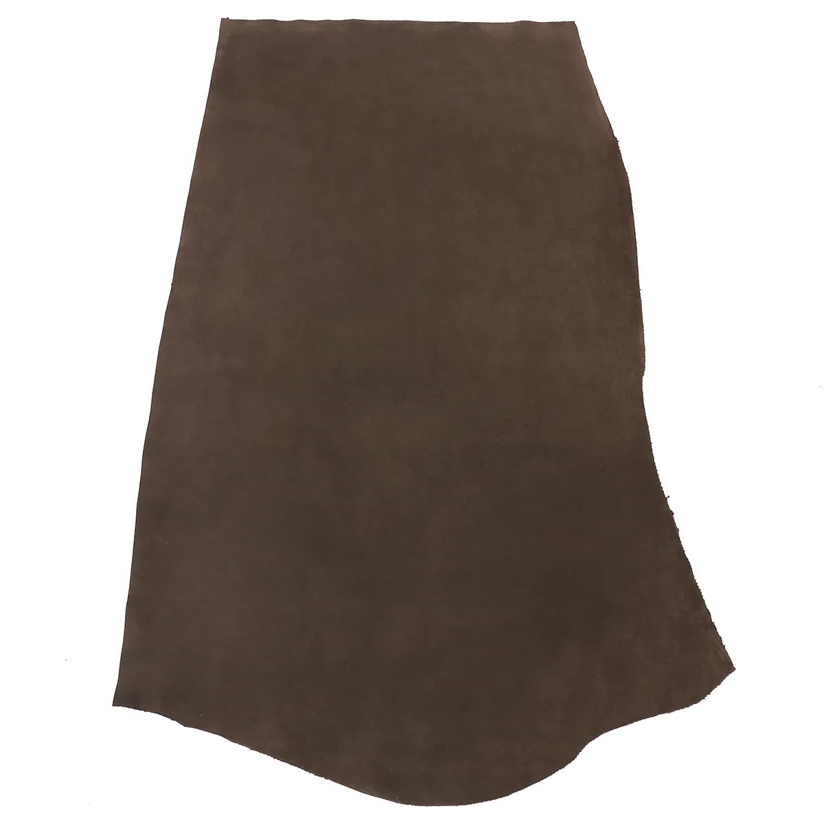 Peau de cuir de veau velours Dolce chocolat, texture douce et souple, vue de la peau entière en cuir de qualité.