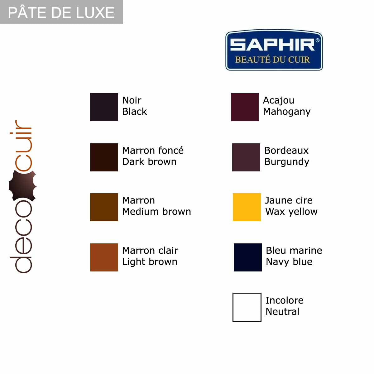 Cire pâte de luxe Saphir Bleu Marine 06 pour l'entretien du cuir, 50 ml, texture riche et colorée sur un pot ouvert.