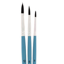 Ensemble de 3 pinceaux aquarelle rond Pébéo imitation petit-gris pour peinture et teintures, visibles dans l'image.