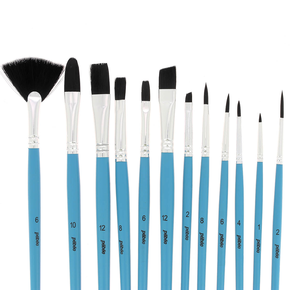12 pinceaux imitation petit-gris pour aquarelle - Poils synthétiques souples - Pébéo 952207