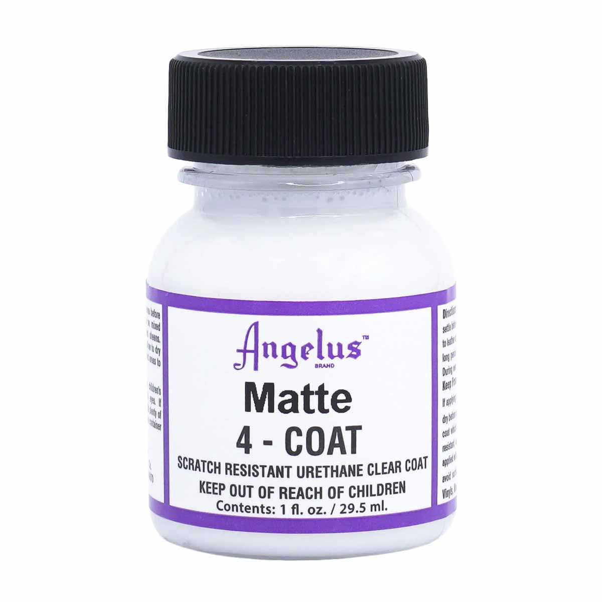 Finition renforcée en uréthane 4-coats pour peinture Angelus, finition mate, flacon de 29,5 ml, pour teintures et peintures.
