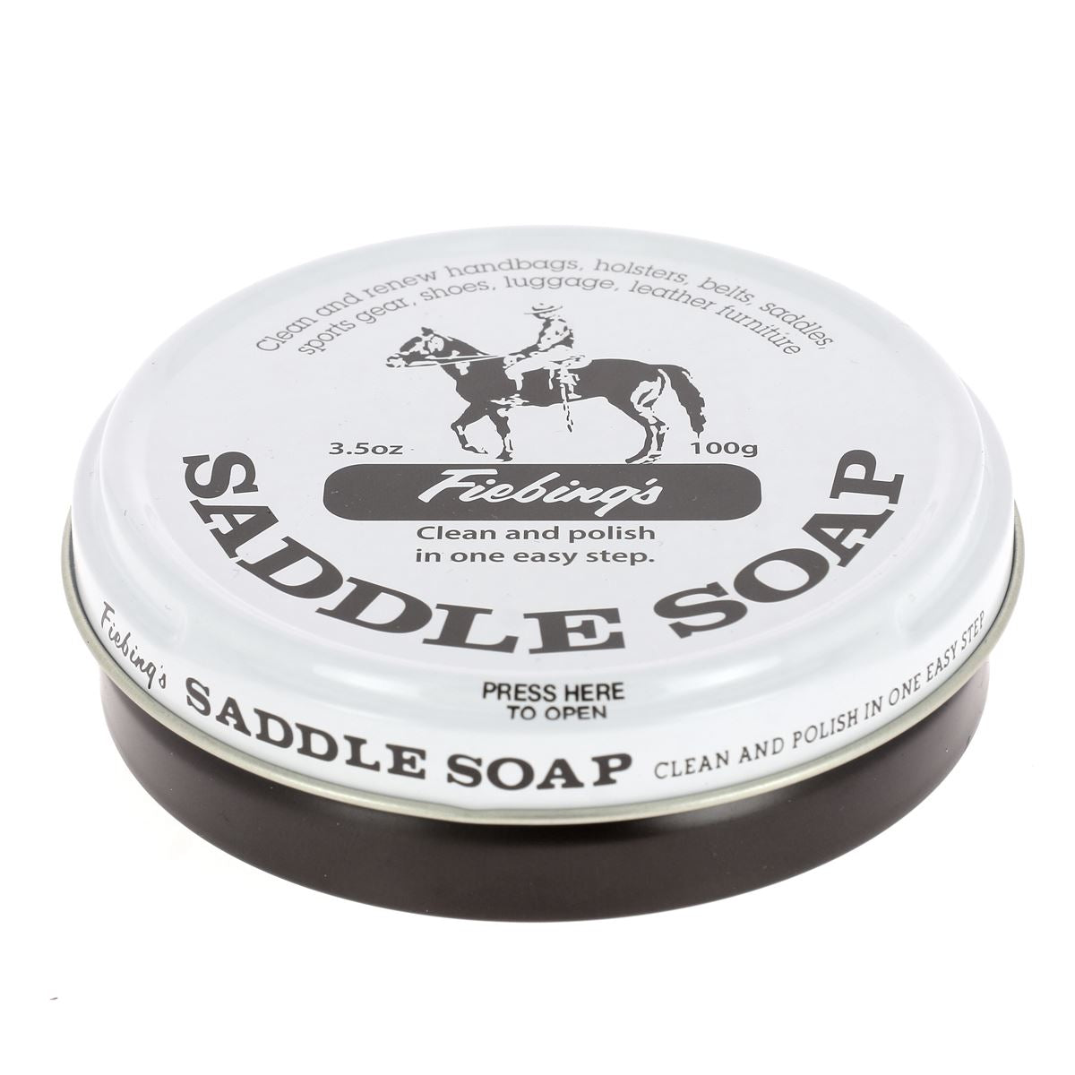 Savon glycériné Fiebing's pour entretien du cuir, boîte de 100 g, savon blanc pour nettoyer et préserver le cuir.
