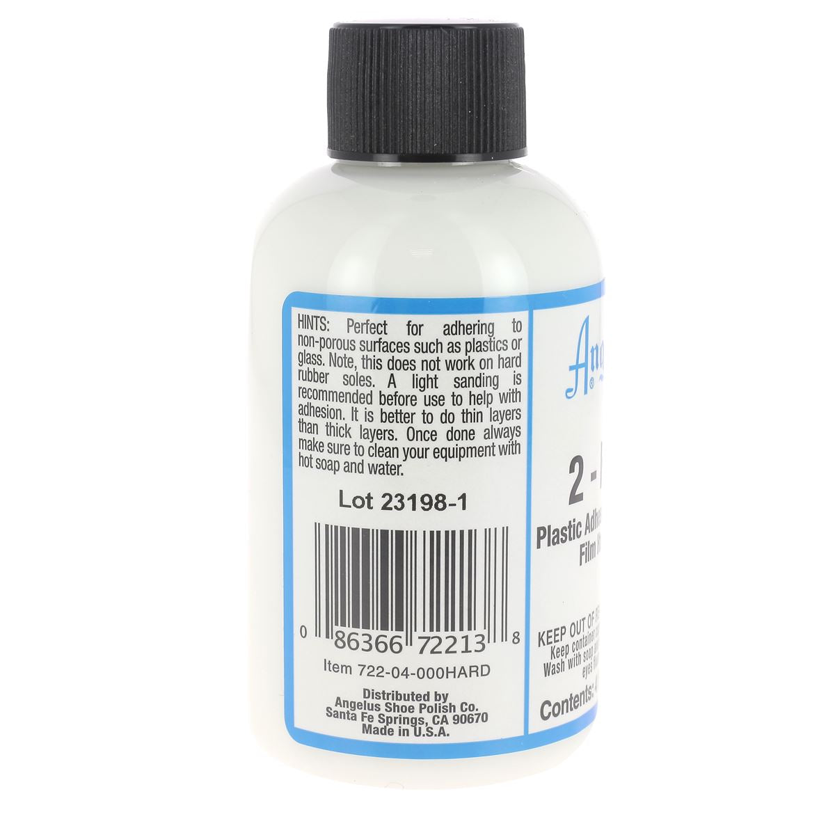 Additif 2-Hard spécial plastique pour peinture Angelus, liquide durcisseur pour teintures et peintures en plastique.