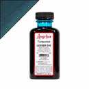Teinture pour cuir Angelus Leather Dye 90ml, couleur turquoise, visible dans le flacon en plastique avec étiquette.