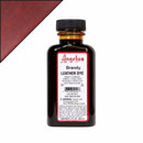 Teinture pour cuir Angelus Leather Dye 90ml, couleur Brandy 092, application sur un cuir brun clair.