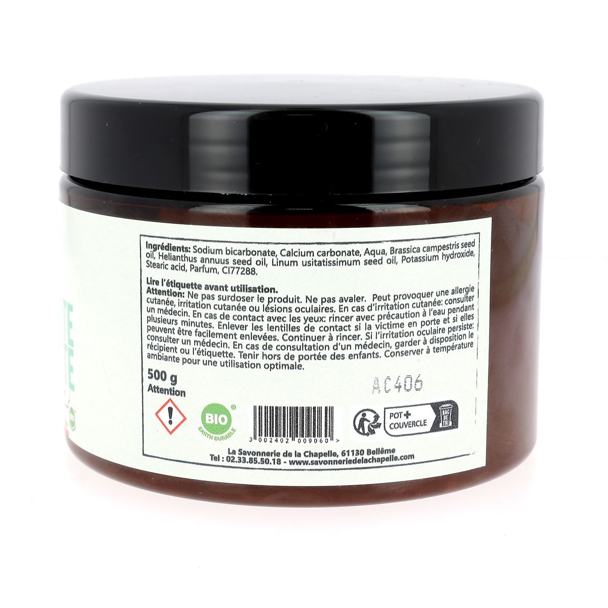 Savon BIO "La Pâte Verte" pour l'entretien du cuir, nettoyant multi-usages de 500g, visible en image.