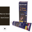 Crème de luxe Saphir pour cuir lisse marron foncé, 50ml, soin d'entretien pour cuir de haute qualité.