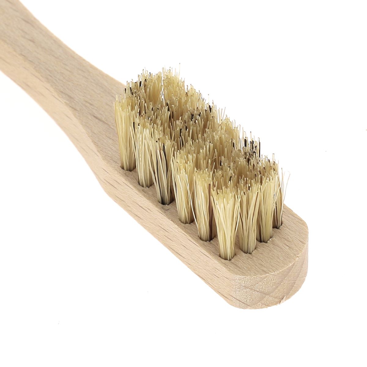 Petite brosse étaleur Saphir de 11cm avec poils en soie naturelle pour l’entretien du cuir, image montrant la brosse compacte.