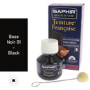 Teinture française Saphir 50ml, base noire 01, peinture pour cuir ou artisanat, liquide noir profond, emballage compact