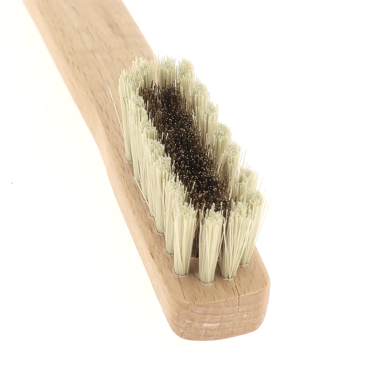 Brosse pour nettoyage des cuirs nubuck, velours, daim et croûte de cuir avec poils naturels et en laiton