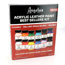 Kit de 12 peintures pour cuir Angelus : couleurs les plus populaires pour la personnalisation de baskets, sneakers, vestes, sacs, ceintures...