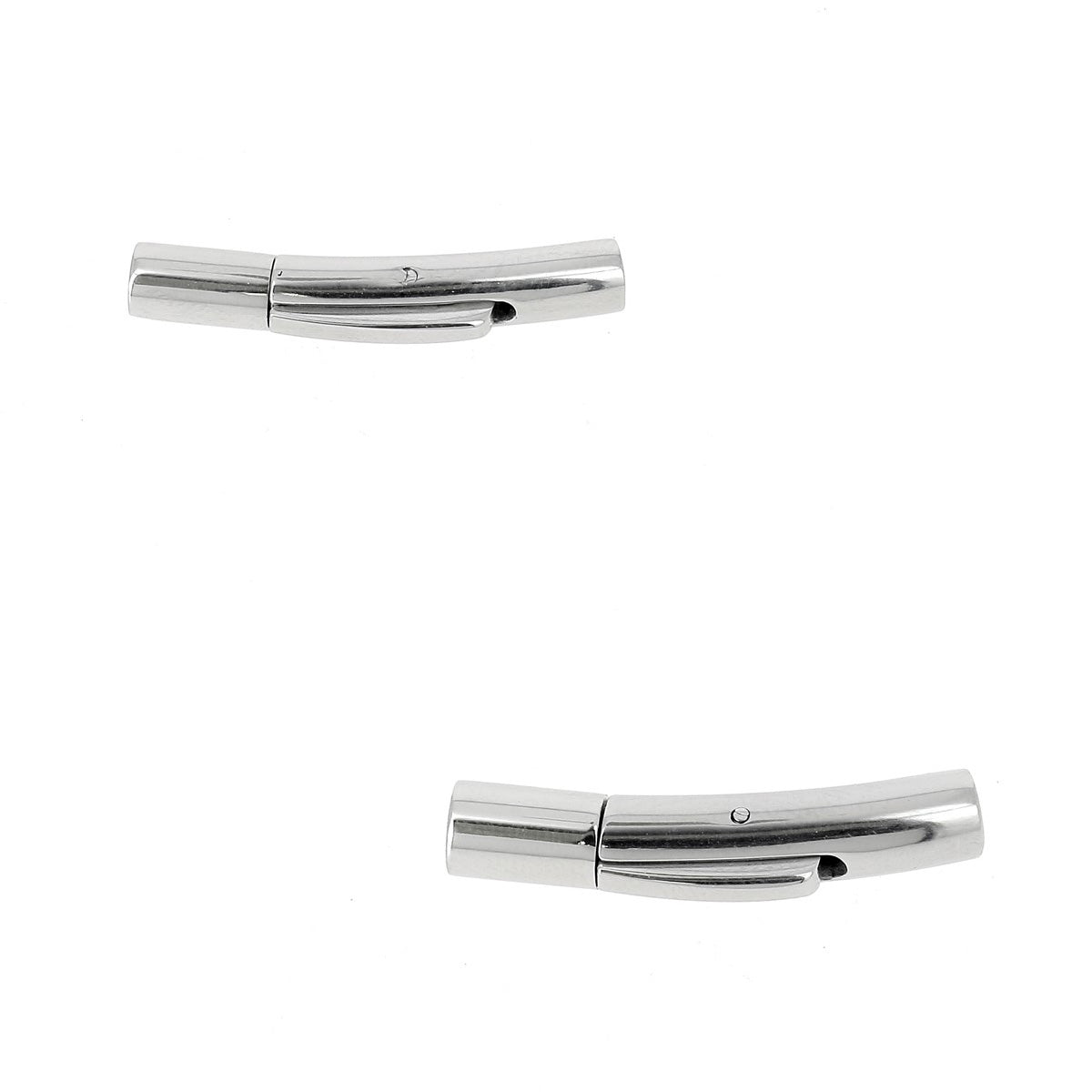 Fermoir bijou à clipser en inox pour lacet rond, création de bijoux, image montrant le fermoir détachable et sa finition métallique
