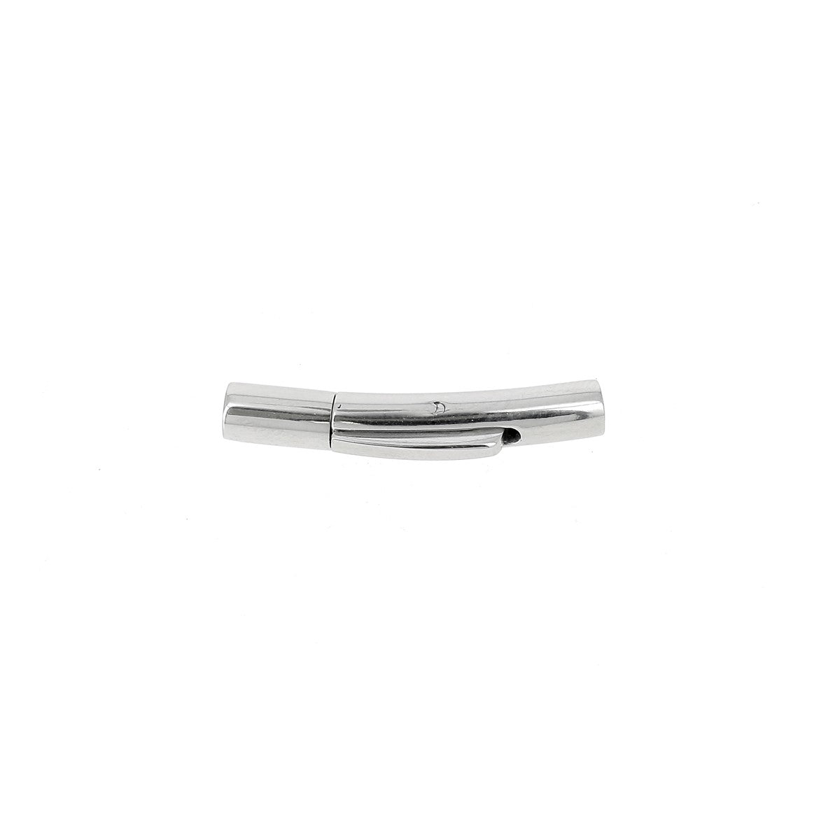 Fermoir bijou en inox à clipser pour lacet rond, création bijoux, finition élégante et résistante.