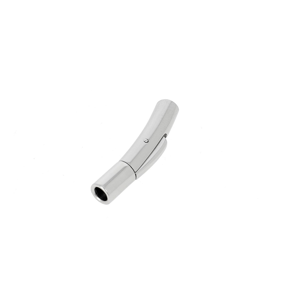 Fermoir bijou à clipser en inox, lacet rond, création de bijoux, image montrant le fermoir pour accessoires en métal durable