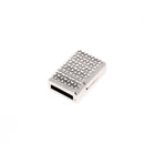 Fermoir bijou aimanté - Fleurs - Lacet plat de 10 mm - Argent vieilli