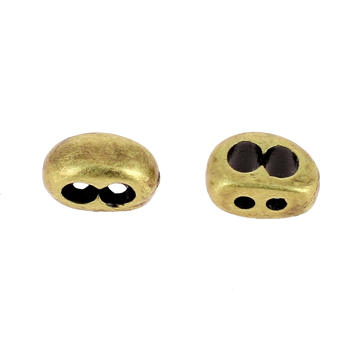 Fermoir coulissant bijou PASSANT DOUBLE TROU avec lacet rond de 3mm pour créations de bijoux, image montrant le fermoir en détail.
