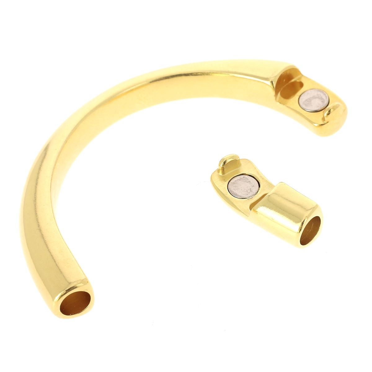 Fermoir aimanté pour demi-bracelet en lacet rond 5mm, création de bijoux, finition métallique élégante.