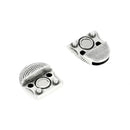 Fermoir bijou aimanté ovale à points, lacet plat 10mm en argent vieilli, pour créations de bijoux.