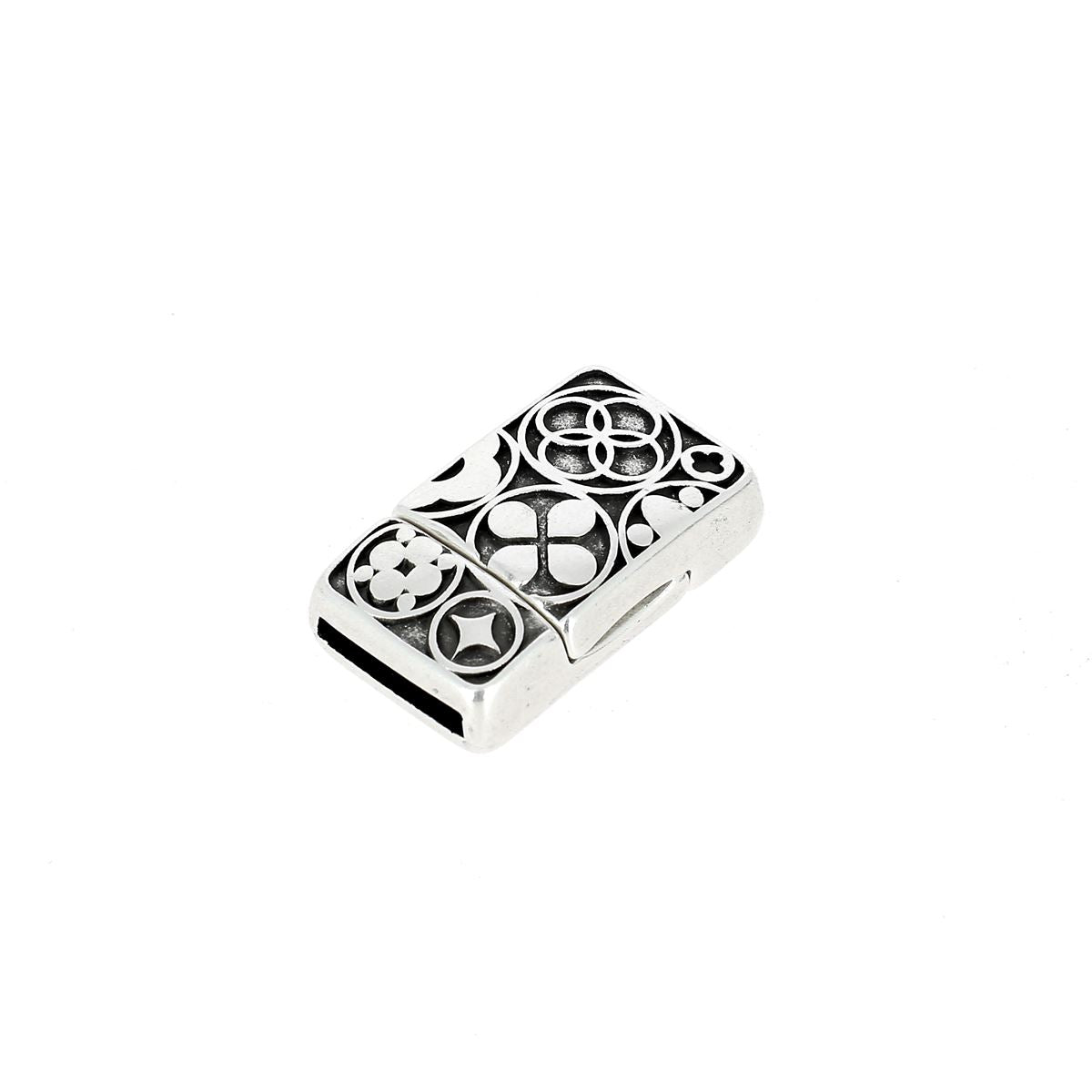 Fermoir bijou aimanté Diane en argent vieilli, lacet plat 10mm, création bijou pour accessoires de mode.