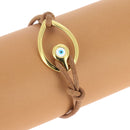 Fermoir bijou crochet ŒIL BLEU en laiton doré luxe, pour créations de bijoux avec lacet rond 2mm.