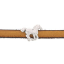 Coulissant cheval en argent vieilli avec lacet plat 5mm, création pour bijoux, image montrant le détail du pendentif.