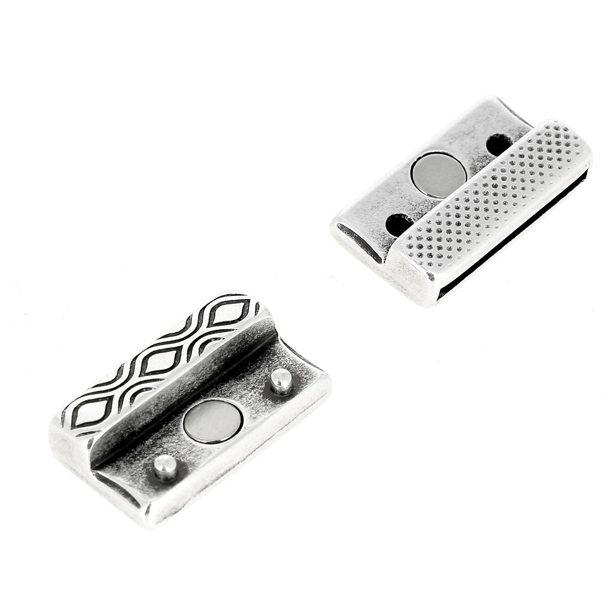 Fermoir bijou aimanté rétro pour lacet plat 20mm, création de bijoux, finition élégante et pratique.