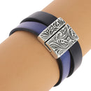 Fermoir bijou aimanté floral en argent vieilli, lacer plat de 20mm, pour créations de bijoux élégants et sophistiqués.