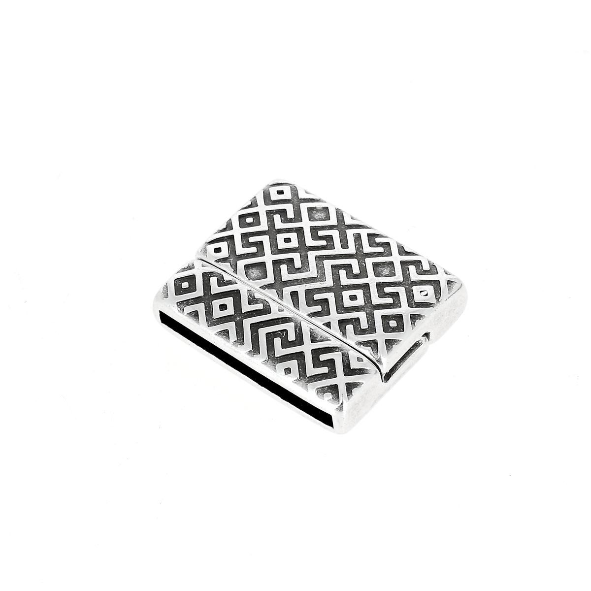 Fermoir bijou aimanté Labyrinthe avec lacet plat de 20mm, création de bijoux, accessoire élégant pour bracelets ou colliers