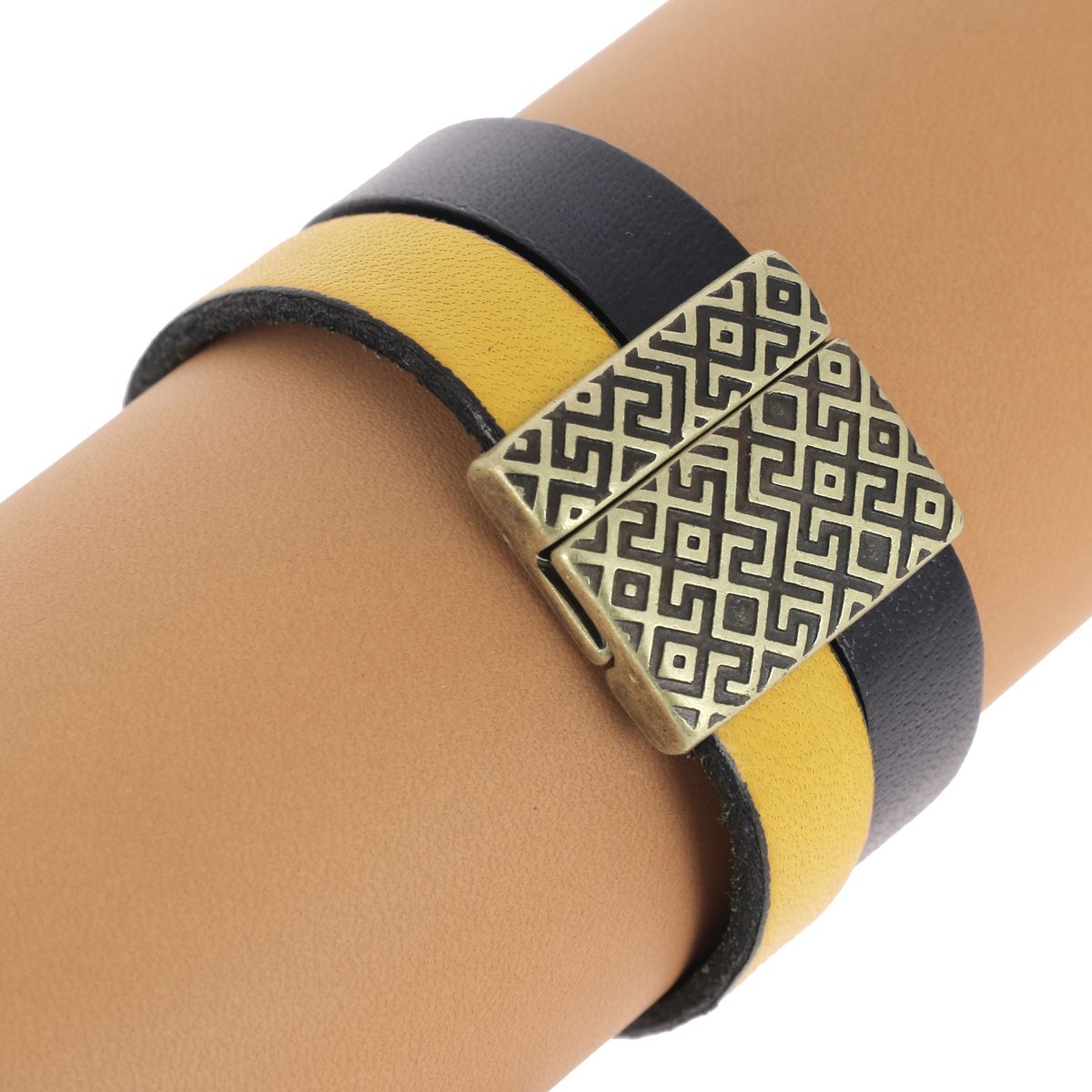 Fermoir bijou aimanté Labyrinthe avec lacet plat de 20mm, création bijoux, finition élégante, pour accessoires de bijouterie.