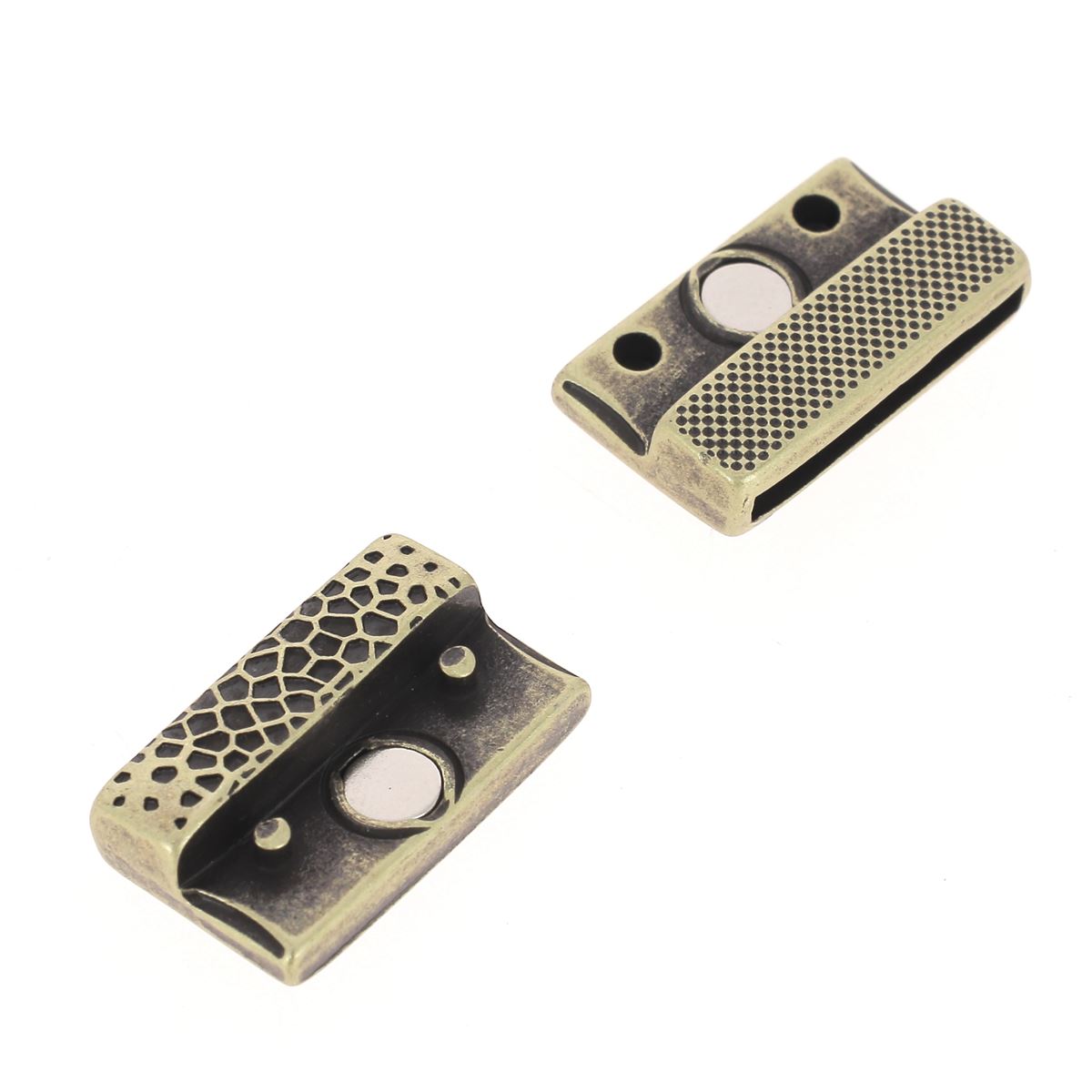 Fermoir bijou aimanté VORONOI, lacet plat 20mm, pièce pour créations bijoux, en métal élégant et pratique.