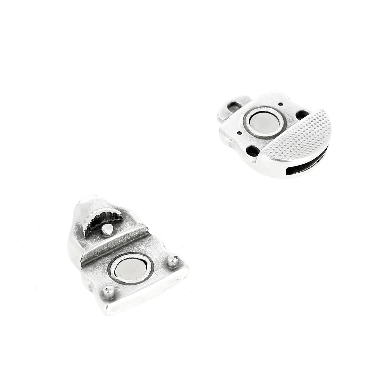 Fermoir bijou aimanté - TÊTE DE MORT - Lacet plat 10mm - ARGENT VIEILLI