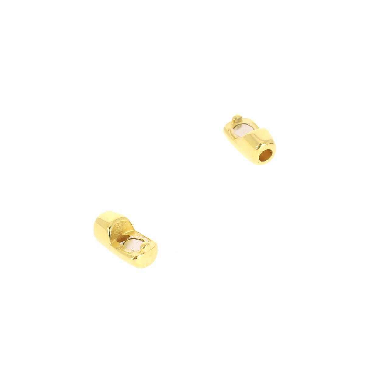 Fermoir bijou aimanté cylindrique en laiton doré luxe, pour lacet rond 3mm, accessoire de création de bijoux.