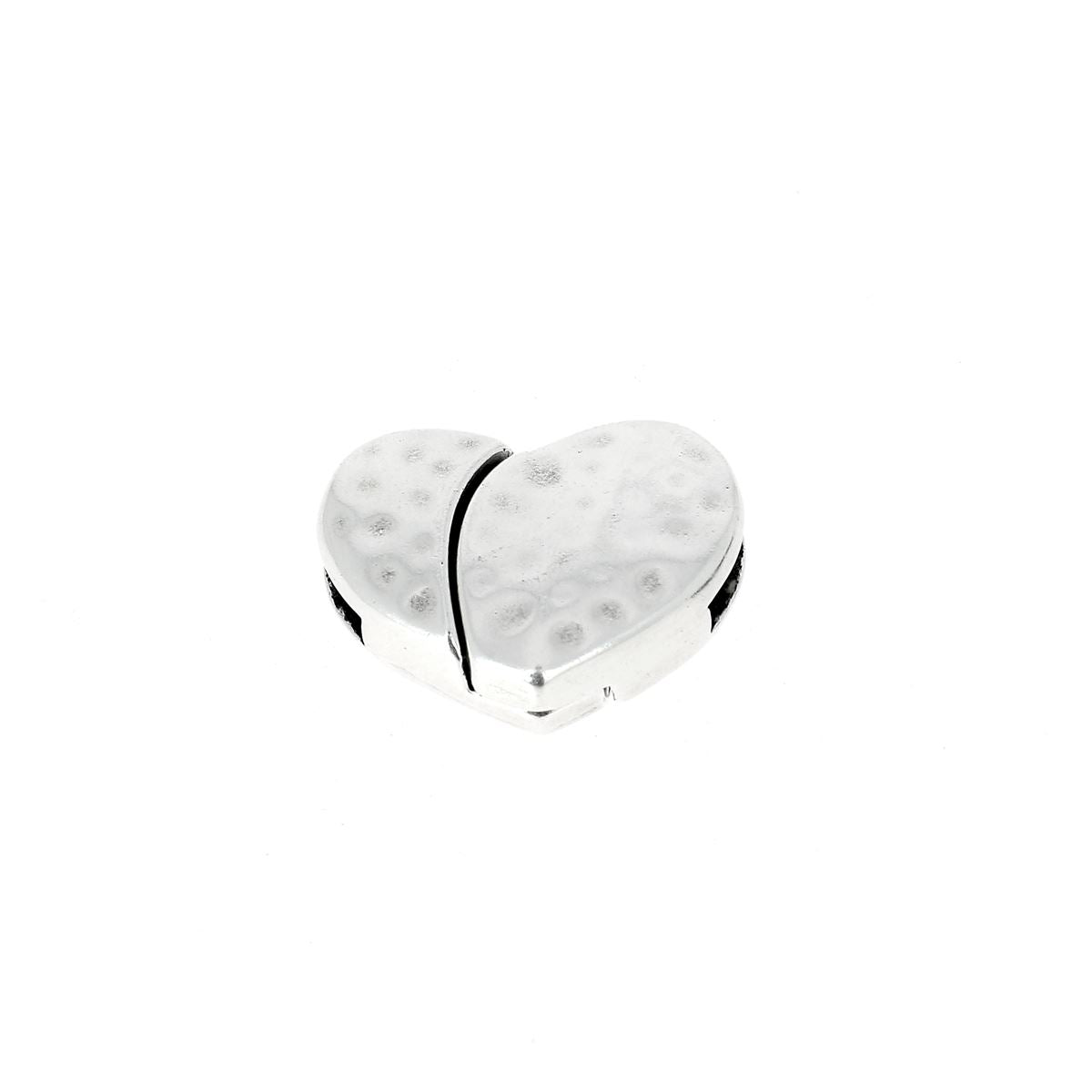 Fermoir bijou aimanté en forme de cœur, lacet plat de 10 mm, création bijoux, pour fermeture élégante et sécurisée.