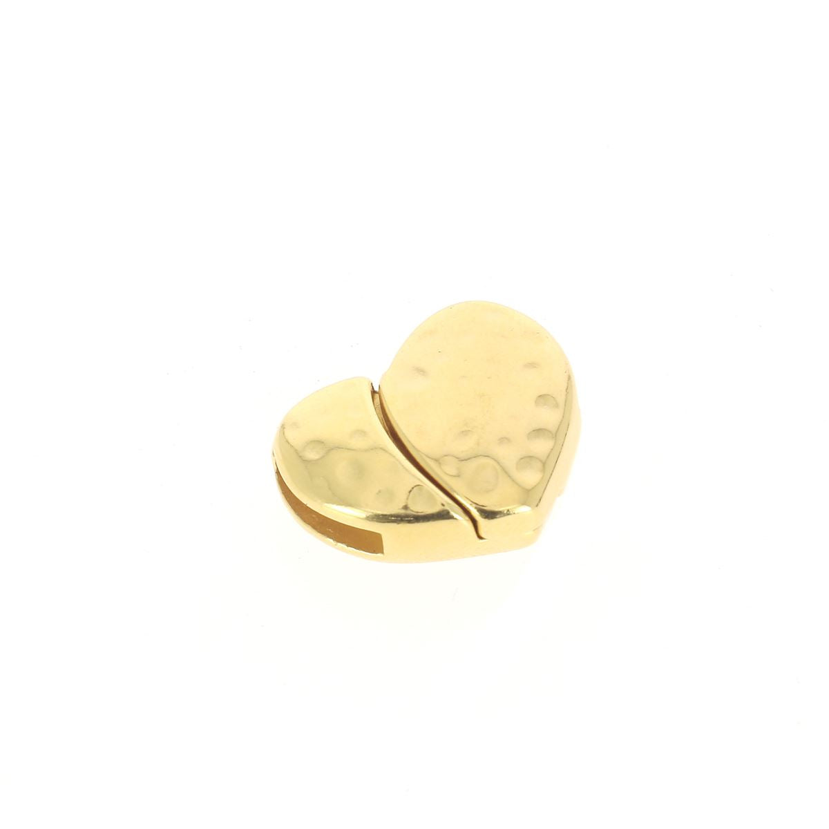 Fermoir bijou aimanté en forme de cœur avec lacet plat de 10mm, pour créations de bijoux, image montrant le fermoir en détail