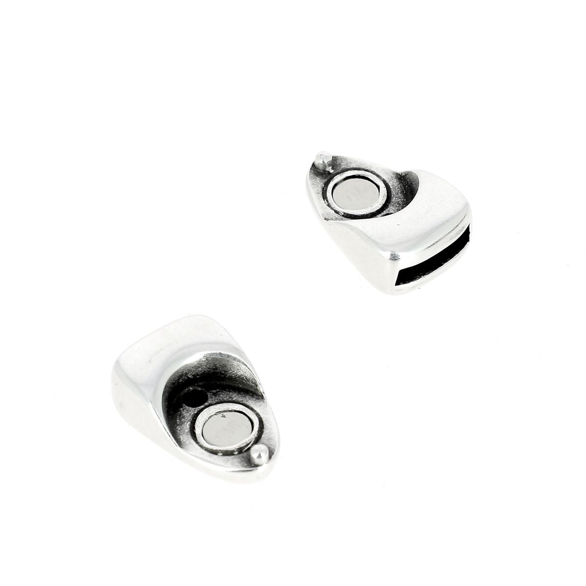 Fermoir bijou aimanté en forme de triangle pour lacet plat 10mm, création de bijoux, finition élégante.