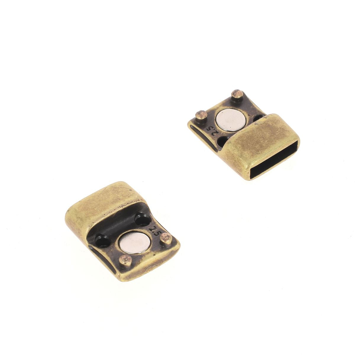 Fermoir bijou aimanté Arbre de Vie avec lacet plat 10mm, création de bijoux, image montrant le fermoir et le lacet.