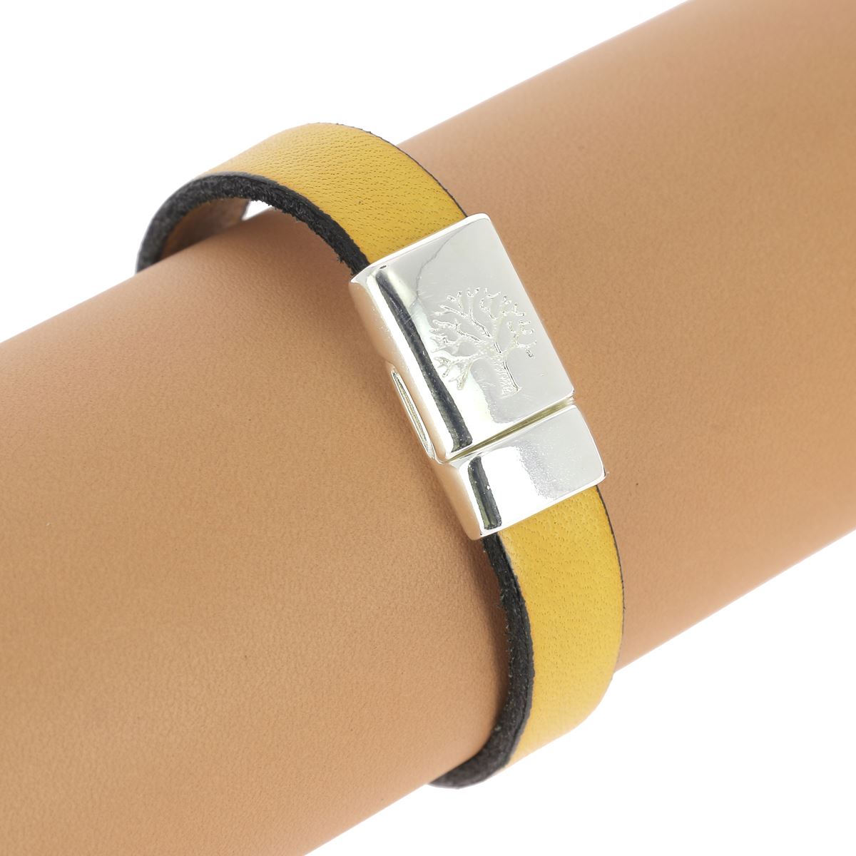 Fermoir bijou aimanté Arbre de Vie pour lacet plat 10mm, création de bijoux, finition élégante en métal.