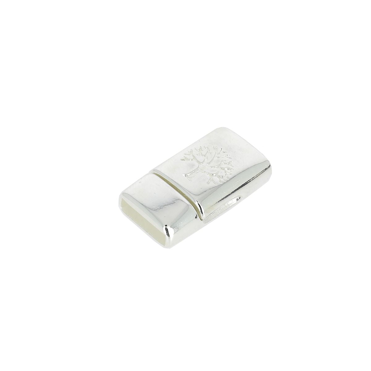 Fermoir bijou aimanté Arbre de Vie avec lacet plat 10mm, création de bijoux, détail du fermoir élégant et pratique.