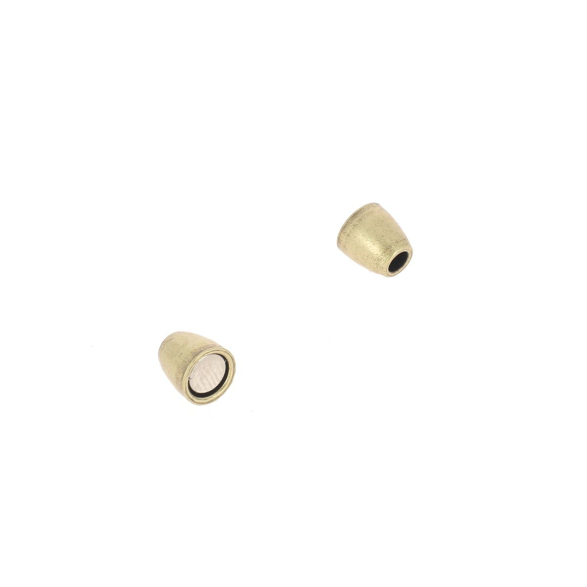 Fermoir bijou aimanté en laiton vieilli, cylindre, pour lacet rond 3mm, création bijoux.