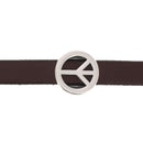 Perle passant peace and love pour bracelet en cuir de 10 mm de large