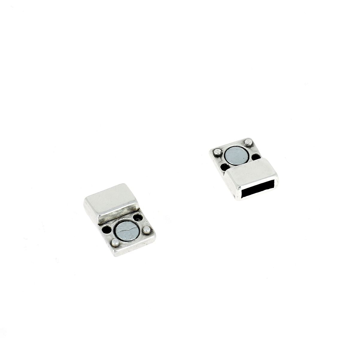 Fermoir bijou aimanté pour lacet plat 6mm en argent vieilli, création de bijoux pour bijoux élégants et pratiques.