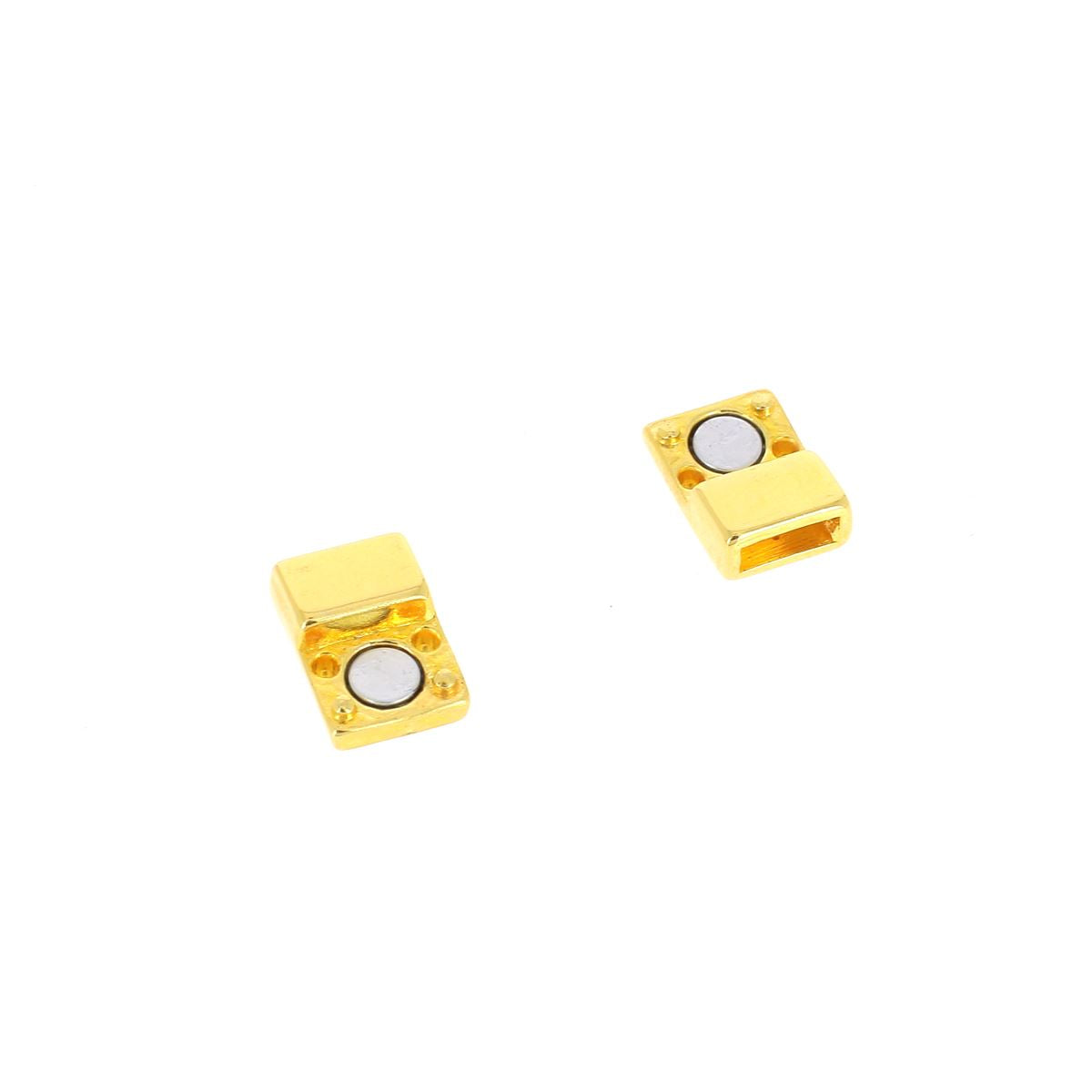 Fermoir bijou aimanté pour lacet plat 6mm, création de bijoux, en or 24K, image montrant le fermoir élégant et fonctionnel.