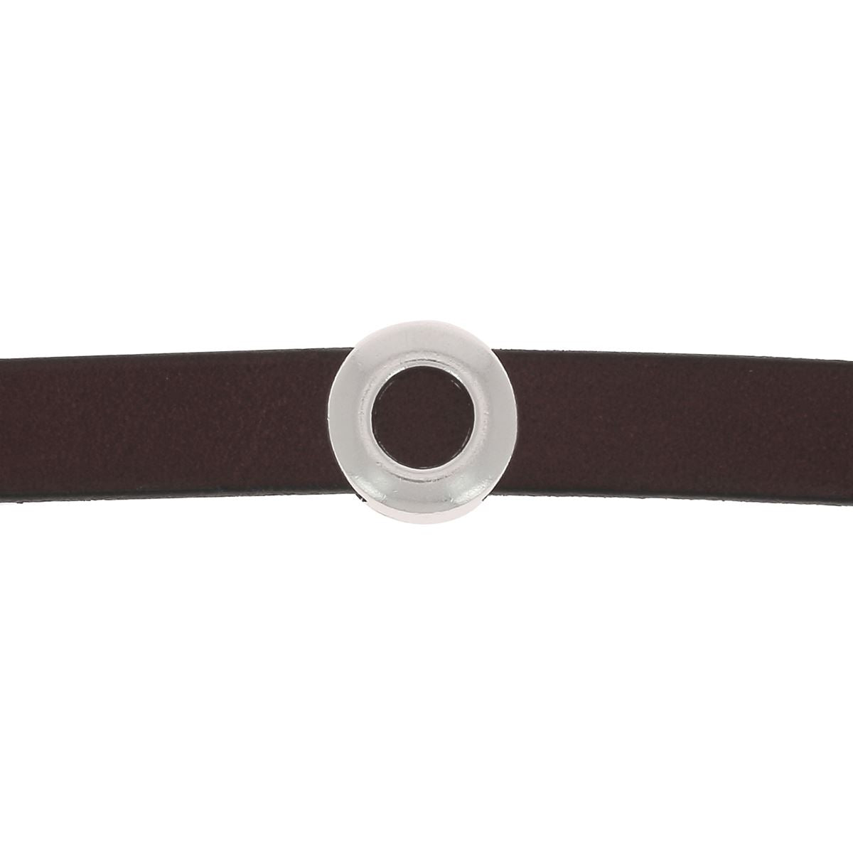 Perle passant rond pour bracelet en cuir de 10 mm de large