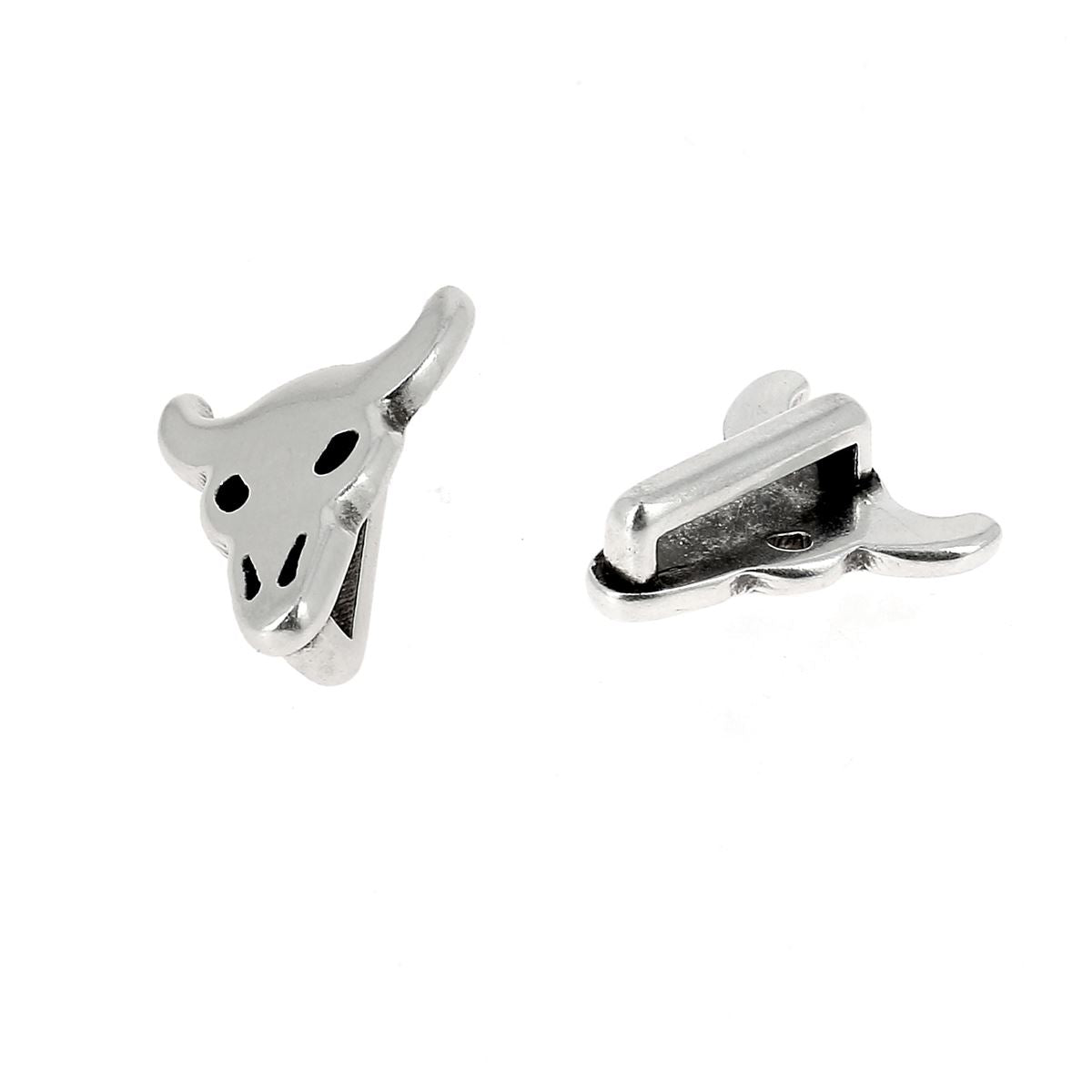 Perle coulissante tête de taureau pour bracelet en cuir de 10 mm de large
