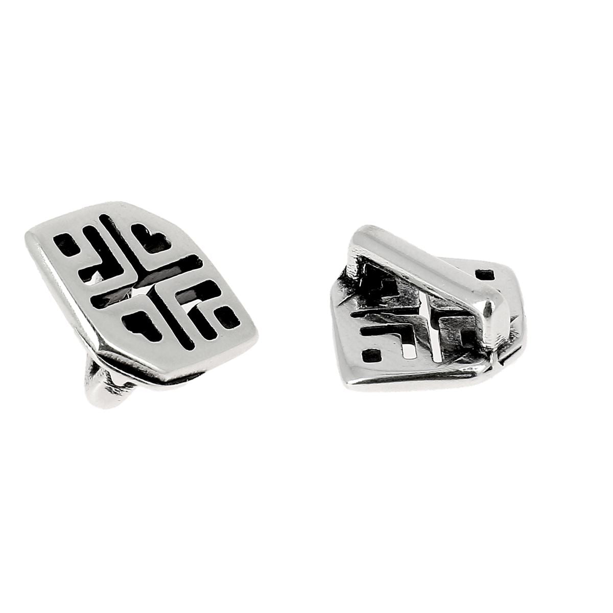 Passant coulissant pour bracelet en cuir de 10 mm, motif argent vieilli, création de bijoux, style élégant et sophistiqué.