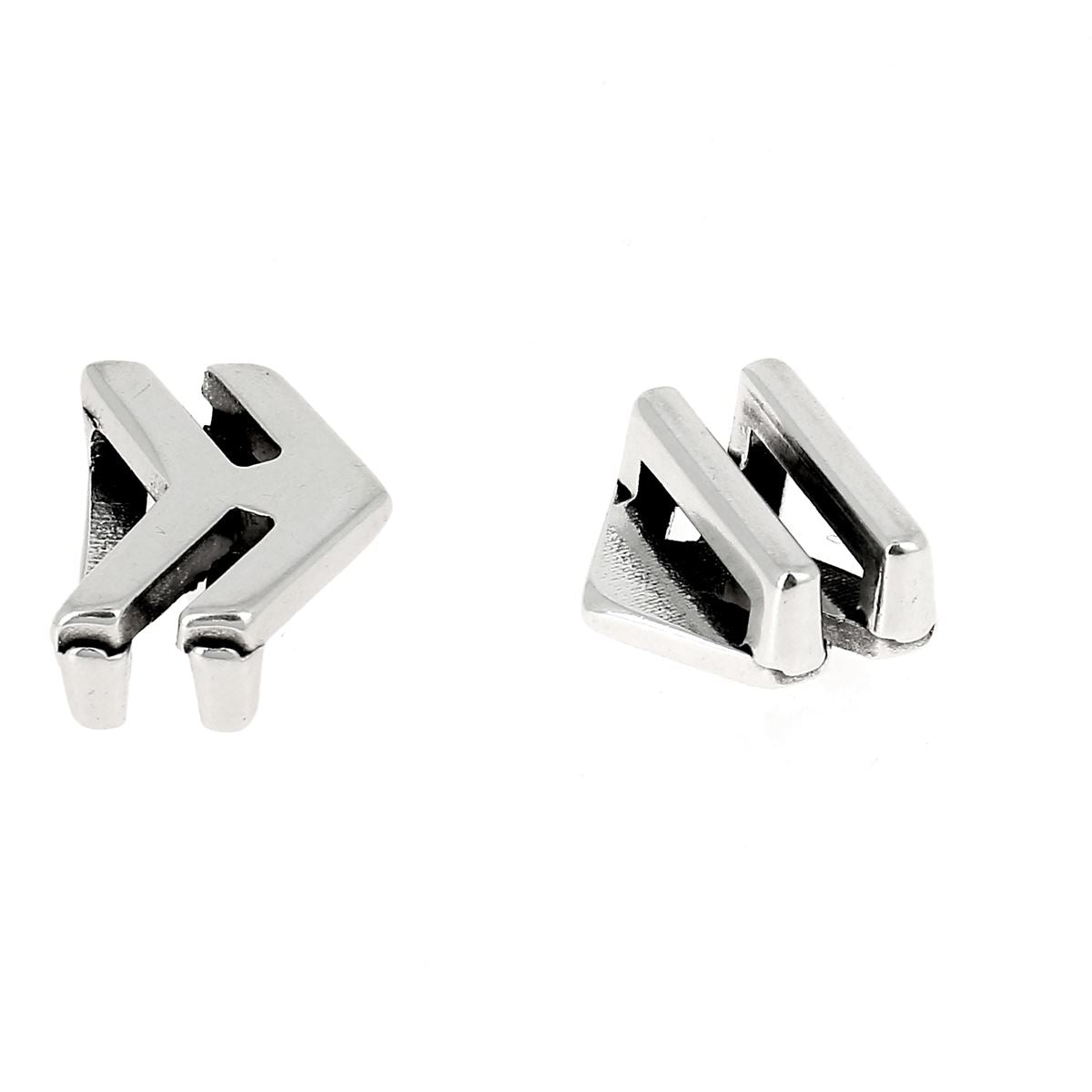 Passant coulissant double flèche en argent vieilli, lanière de 10 mm pour création de bijoux en cuir.