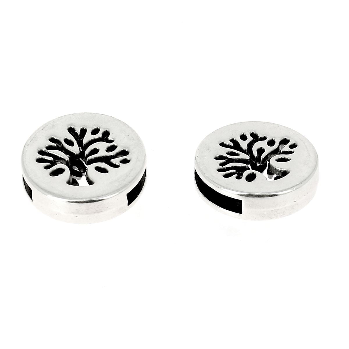 Perle coulissant ARBRE pour bracelet en cuir de 10 mm de large