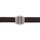 Passant coulissant en cuir argent vieilli pour bracelet, création de bijoux ETHNIQUE, lanière de 5 mm, design élégant et artisanal.